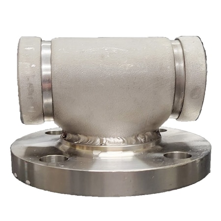 Industrial Choice Groove by Groove by 150 Flange Tee Sch 10 SS316 4 inch GVF150-T-4-G-G-FL-S10S6